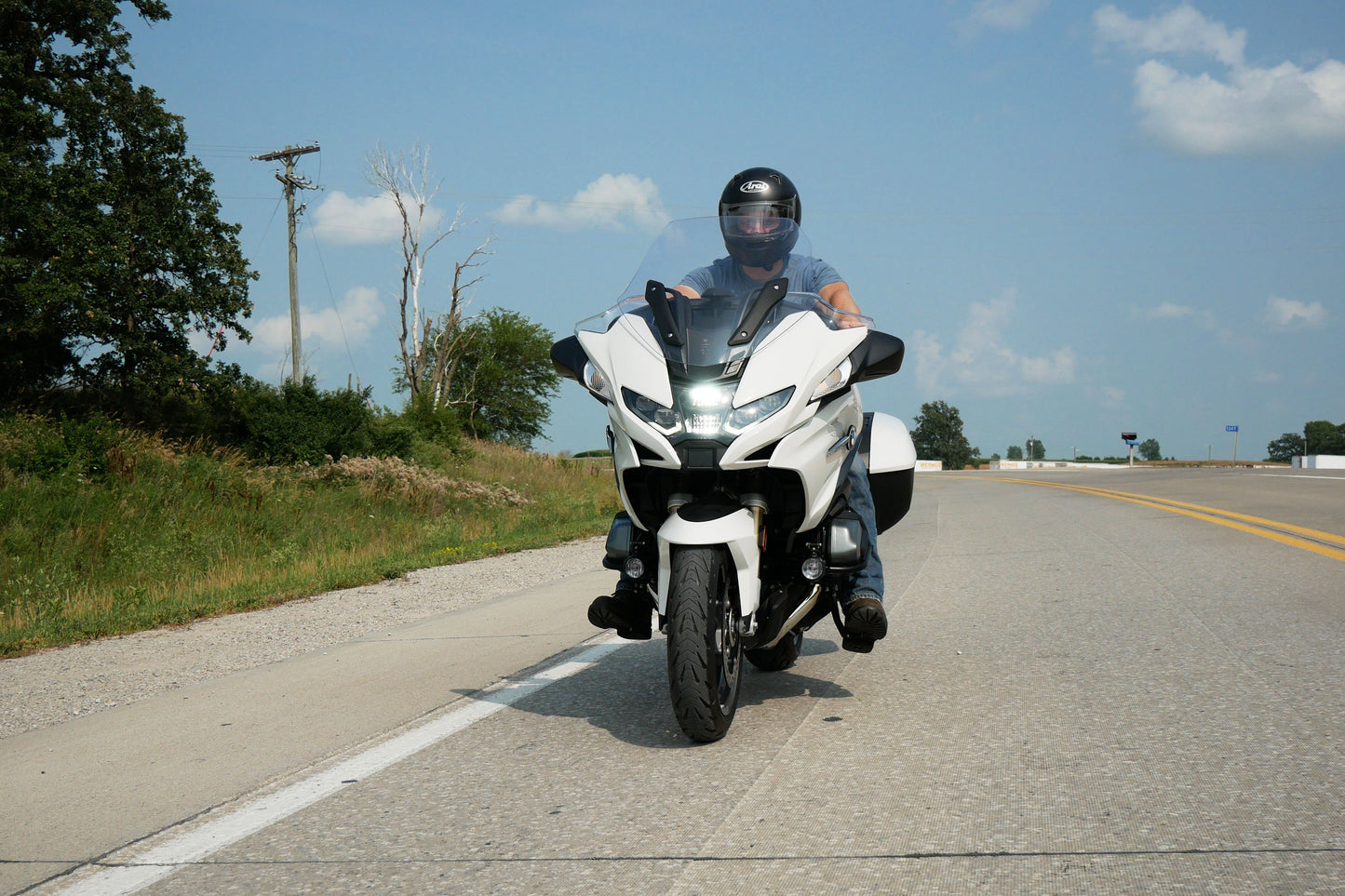 Sleek and comfortable BMW motorcycle highway pegs. BMW R1250 R highway peg foot rest.